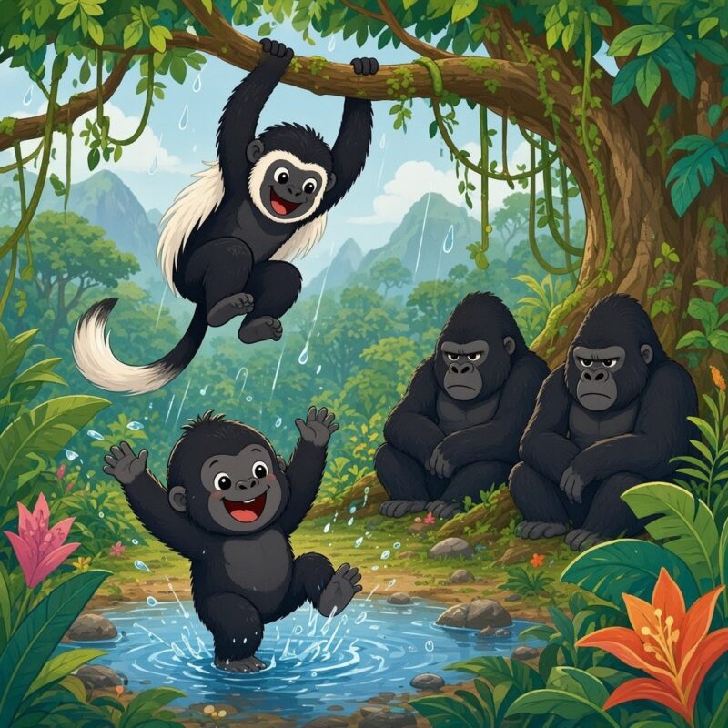 Gorillapigen Tumi og regndansen